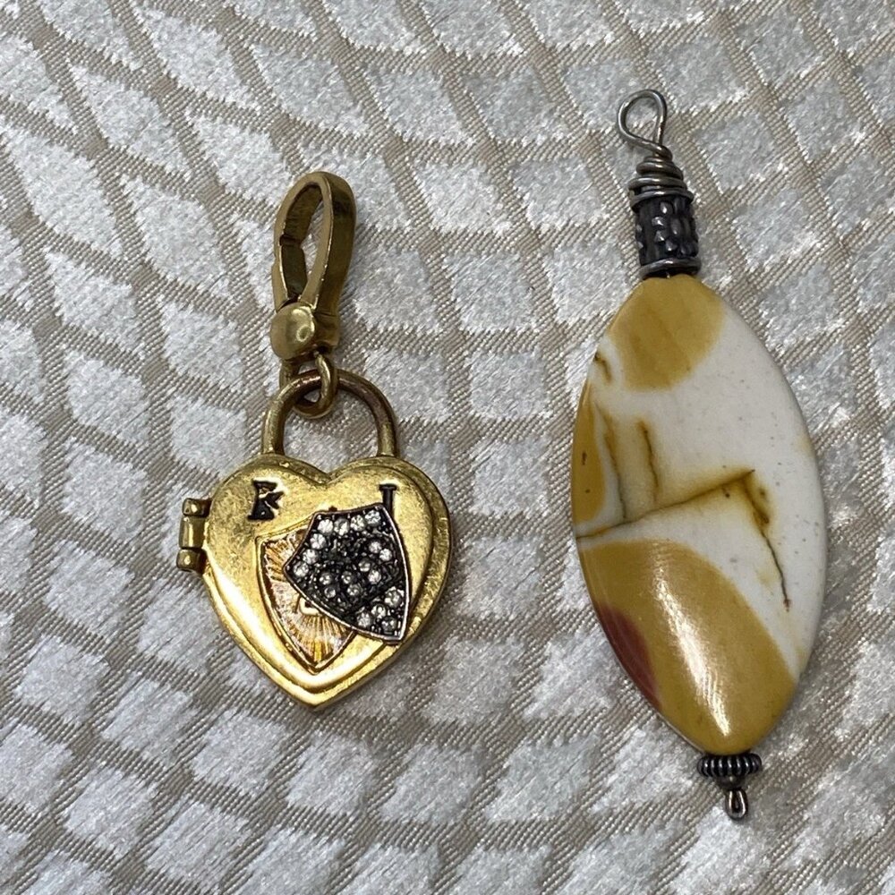 Mixed Pendant Lot – Heart Locket Charm & 925 Silver Jasper Pendant